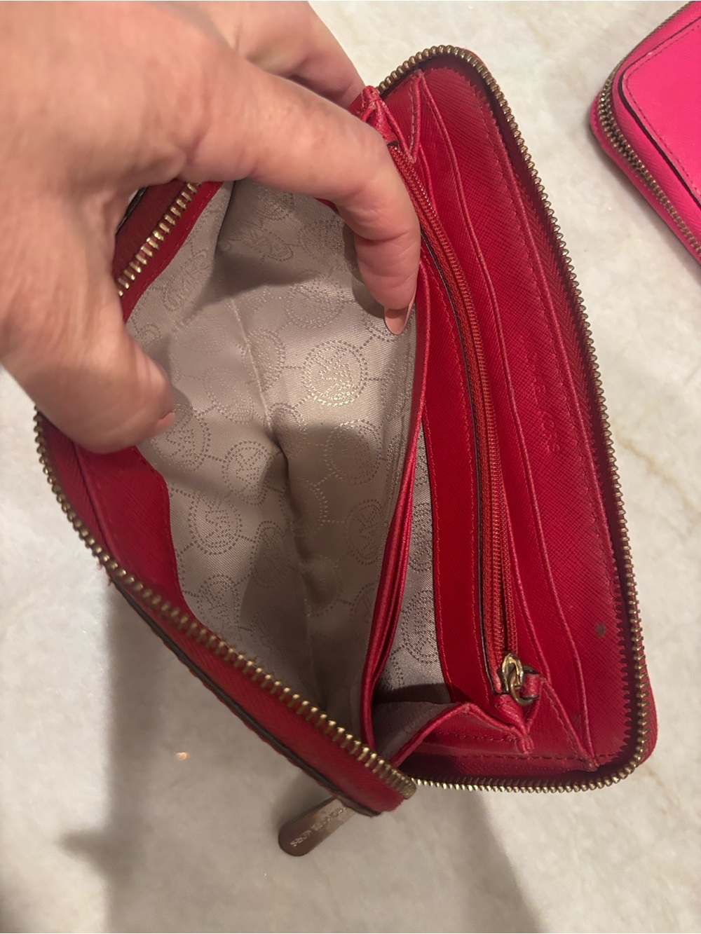 Michael Kors Red Saffiano Zip-Around Wallet - Picture 4 of 8